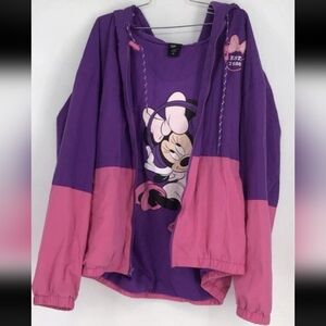 Disney Women's Purple Pink Minnie Mouse Wind Breaker Jacket Size 3X